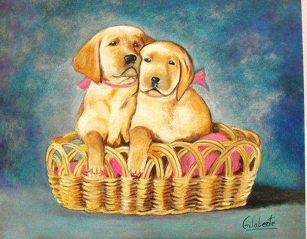 PERRITOS OBRA DE GILABERTE envio gratis Óleo Lienzo Animales