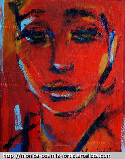 Rostro  de mujer Tabla Figura Media Mixta