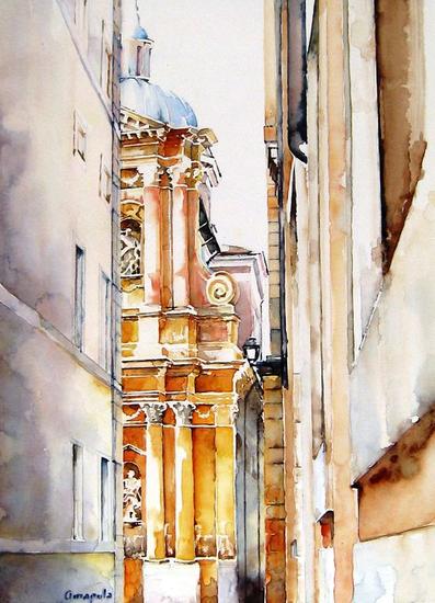 Stª Trinità dei Pellegrini Papel Acuarela Paisaje
