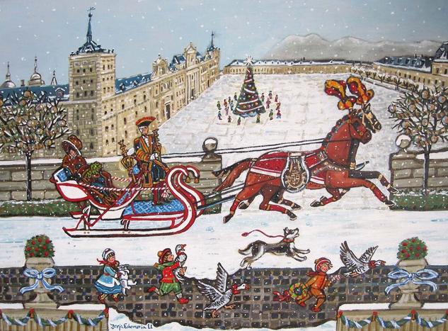 Trineo Cocheras del Rey en San Lorenzo de El Escorial Acrílico Tabla Otros