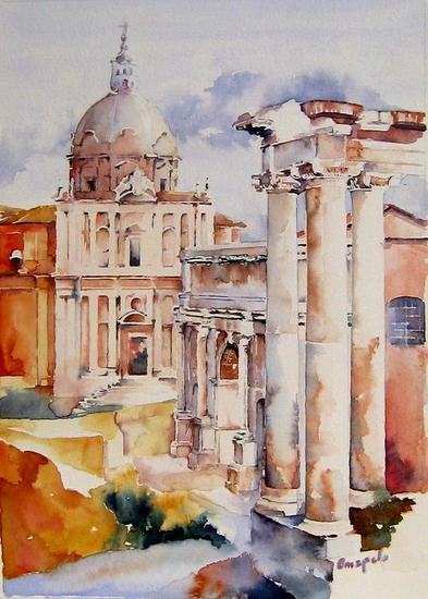 Foro di Roma Acuarela Papel Paisaje