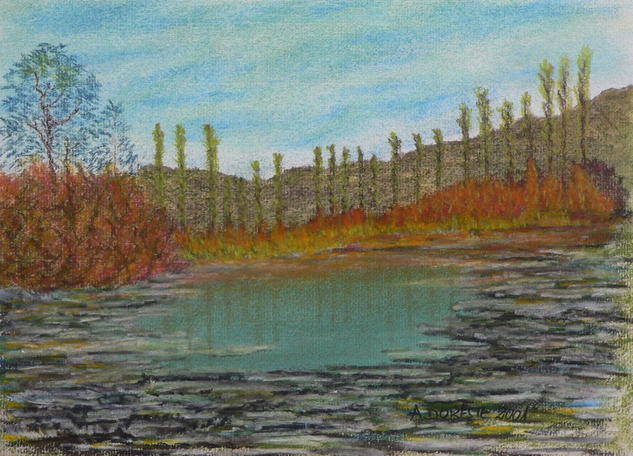 Deshielo en Vetheúil Pastel Papel Paisaje