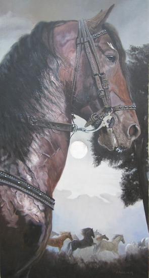 caballo tronador Lienzo Óleo Animales