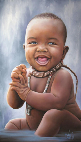 Niño de raza Negra Lienzo Óleo Figura