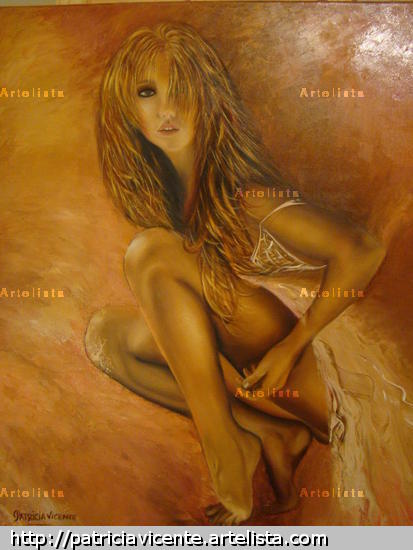 Agazapada Lienzo Óleo Desnudos