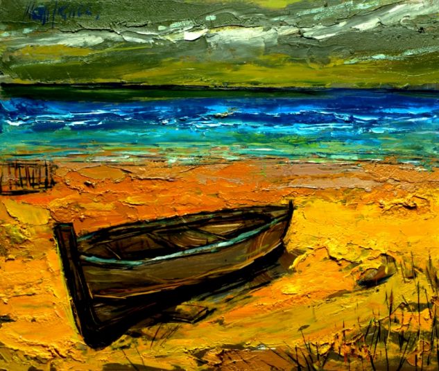 La barca Óleo Tabla Paisaje