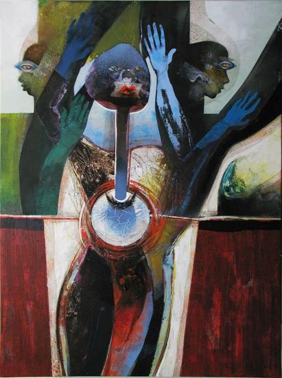 INDIGNADOS Figura Media Mixta Lienzo
