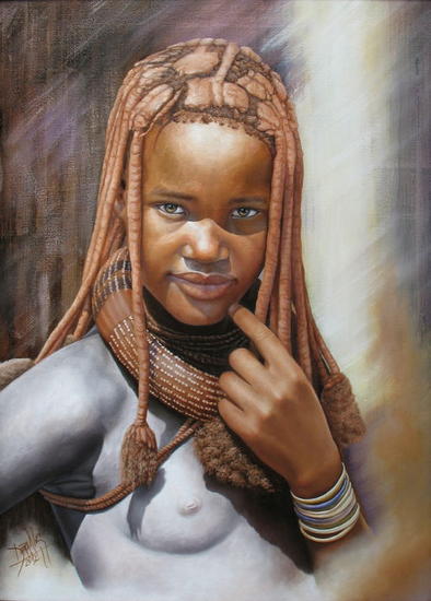 Niña de raza negra Lienzo Óleo Retrato