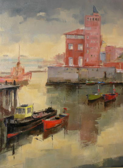 Puerto de Portugalete Oil Canvas Marine Painting