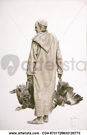 Vendedor de pavos - Estudio Lienzo Óleo Figura