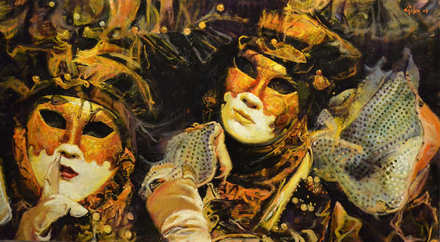 Una Pareja de Carnaval (Serie) Óleo Tabla Figura