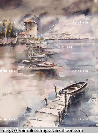Bellagio Paisaje Acuarela Papel