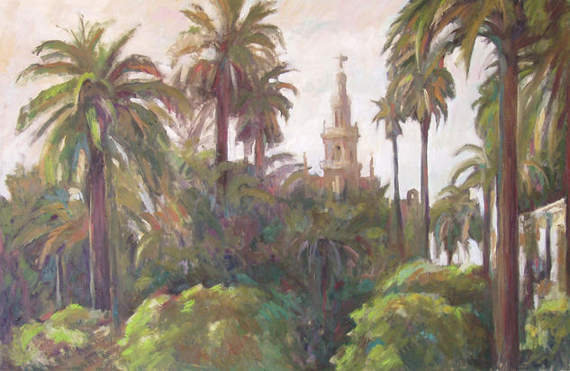 Giralda desde El Alcázar Paisaje Lienzo Óleo