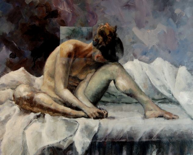 Noia al llit 002 Oil Canvas Nude Paintings