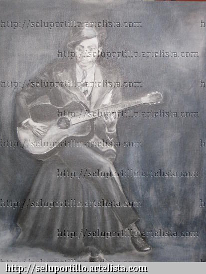 Robert Johnson Graphite Canvas Portrait