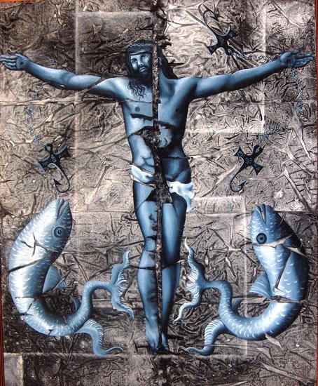 El pescado. Lienzo Óleo Paisaje