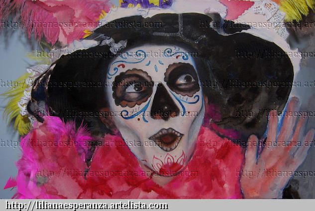 La Catrina Media Mixta Lienzo Retrato