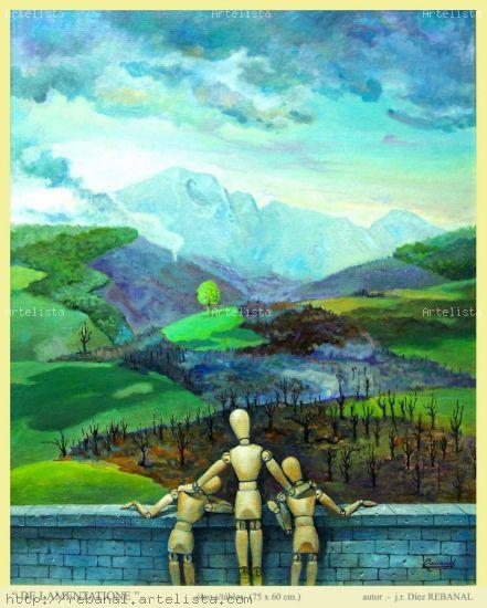 DE  LAMENTATIONE Óleo Tabla Paisaje