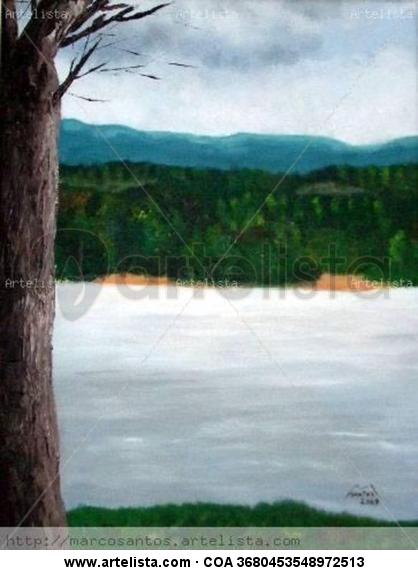 Um dia no rio - Un dia en el rio Lienzo Paisaje Acrílico