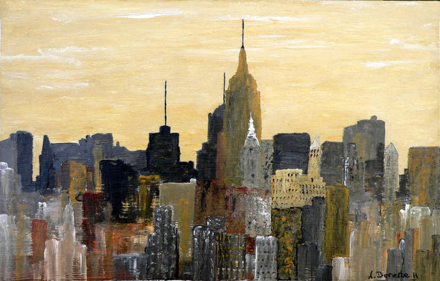 Atardecer en Nueva York Tabla Paisaje Acrílico