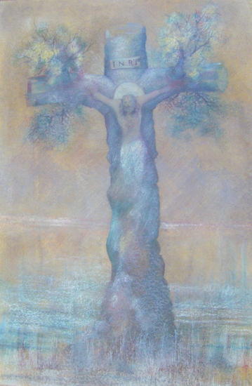 El Cristo de México Cartulina Óleo Paisaje