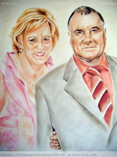 Abuelos Papel Óleo Retrato