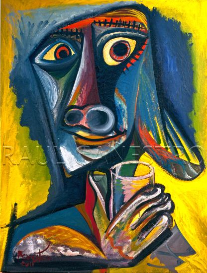 MUJER CON VASO Figura Lienzo Óleo