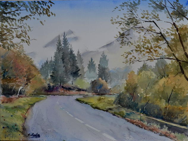 Octubre en Atxarte. Acuarela Papel Paisaje