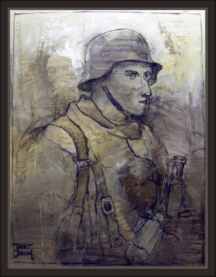SOLDADOS-ALEMANES-ALEMANIA-WW2-GERMAN-SOLDIERS-PAINTINGS-PINTURAS-PINTOR-ERNEST DESCALS Óleo Cartulina Figura