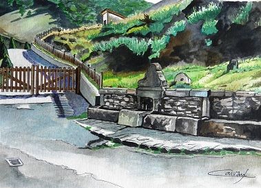 FUENTE ENTRADA DE CUENABRES Watercolour Card Landscaping