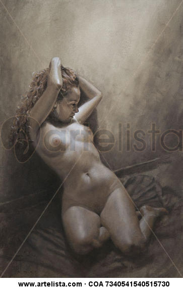 Desnudo en sepia Lienzo Óleo Figura