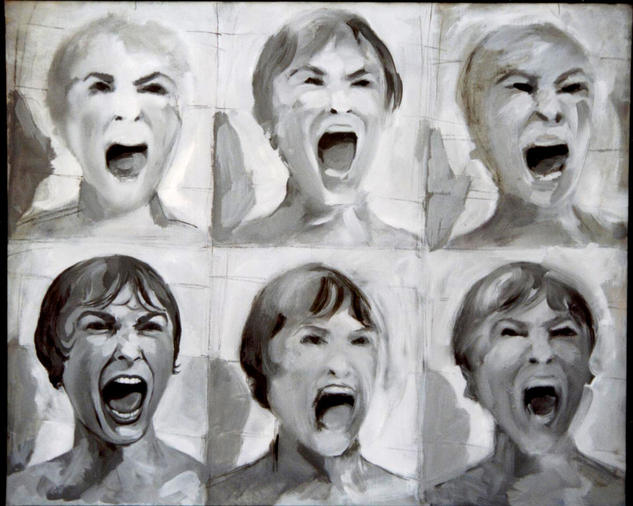 El grito de Janet Leigh. Lienzo Óleo Retrato
