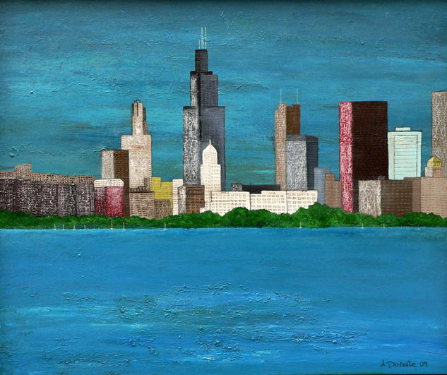 Chicago Media Mixta Tabla Paisaje