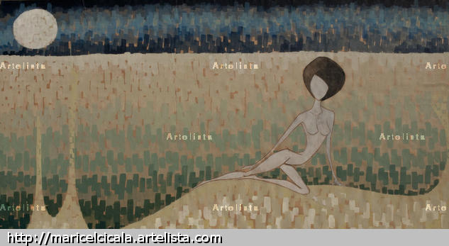 Mujer en la arena Papel Figura Acrílico