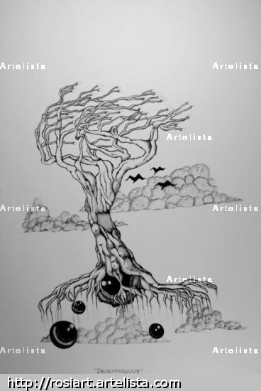 Boceto Desarraigarse Rotulador Cartulina Paisaje