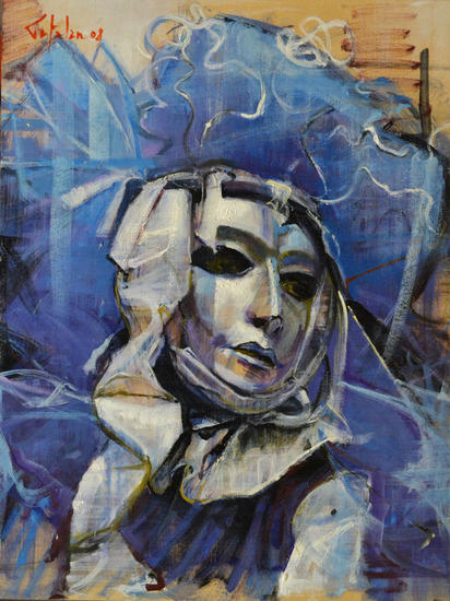 La Mascara Veneziana Óleo Tabla Figura