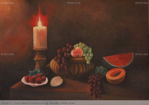 Frutas con luz de vela Lienzo Bodegones Óleo