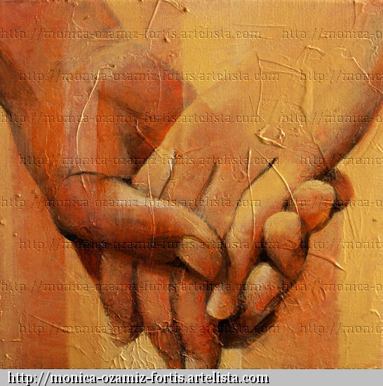Amor (Serie Manos) Media Mixta Lienzo Figura