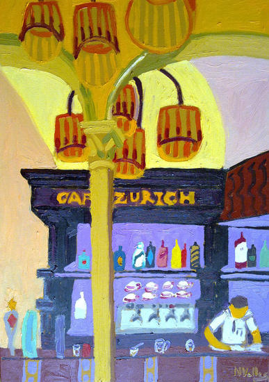 Interior Café Zurich Tabla Óleo Otros