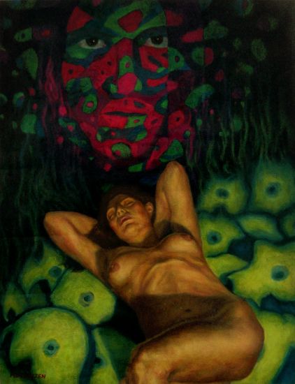 Lecho de flores Papel Óleo Desnudos