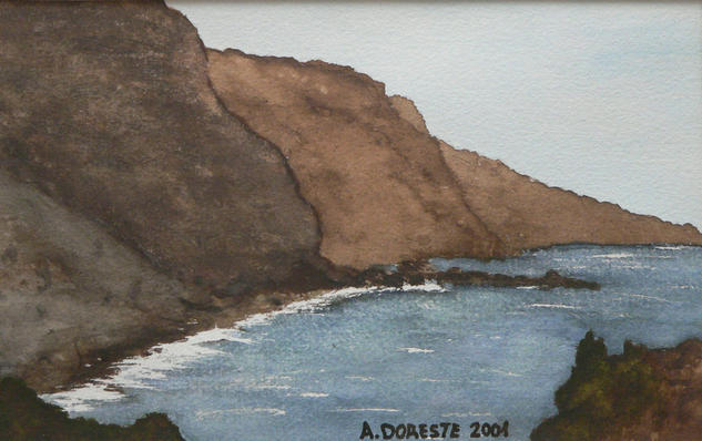 Playa El Verodal Acuarela Paisaje Papel