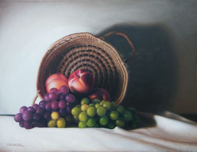 Cesto de uvas Lienzo Óleo Bodegones