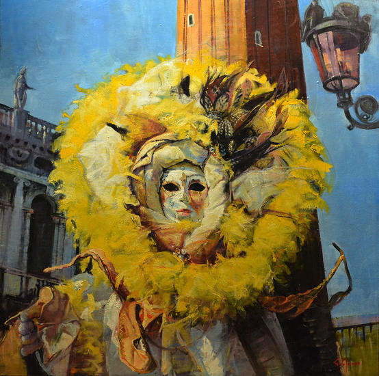 Un Sol de Carnaval. Óleo Lienzo Figura