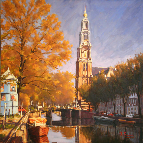 AMSTERDAM.- IGLESIA DEL OESTE Lienzo Paisaje Óleo