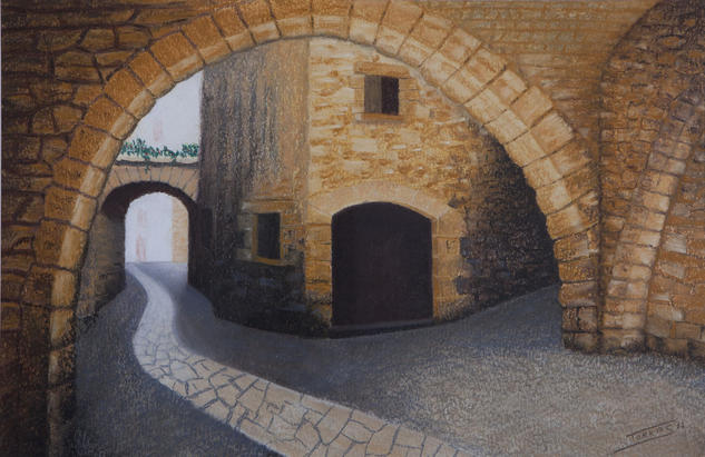 Nucli antic (Pals) Pastel Cartulina Paisaje