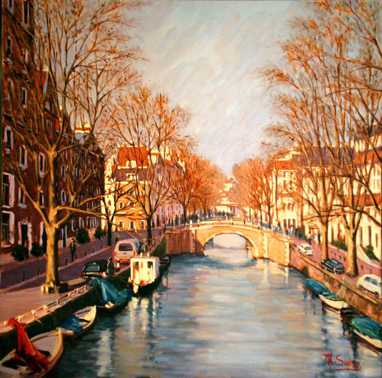 AMSTERDAM.- OTOÑO Lienzo Paisaje Óleo