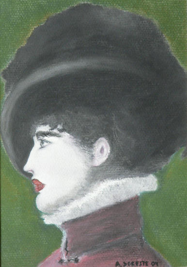 La mujer del sombrero negro (Manet) Pastel Paper Portrait