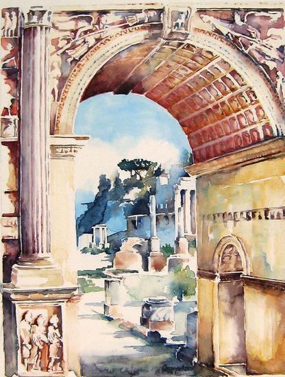Il Foro di Roma Acuarela Papel Paisaje
