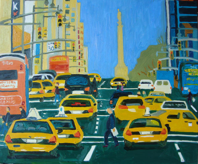 Taxis amarillos 1 Paisaje Óleo Lienzo