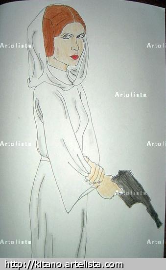 princesa leia Cartulina Retrato Tinta